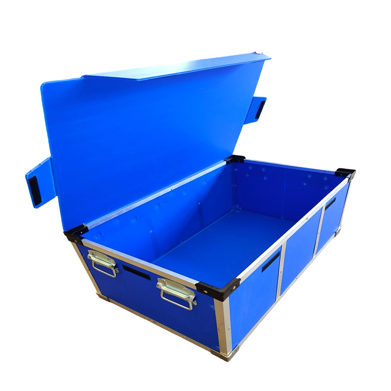 Aluminum Trim PP Corrugated Plastic Turnover Box with Flip Lid
