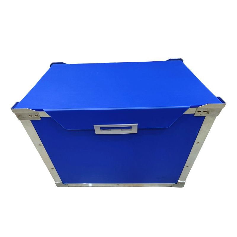 Aluminum Trim PP Corrugated Plastic Turnover Box with Flip Lid