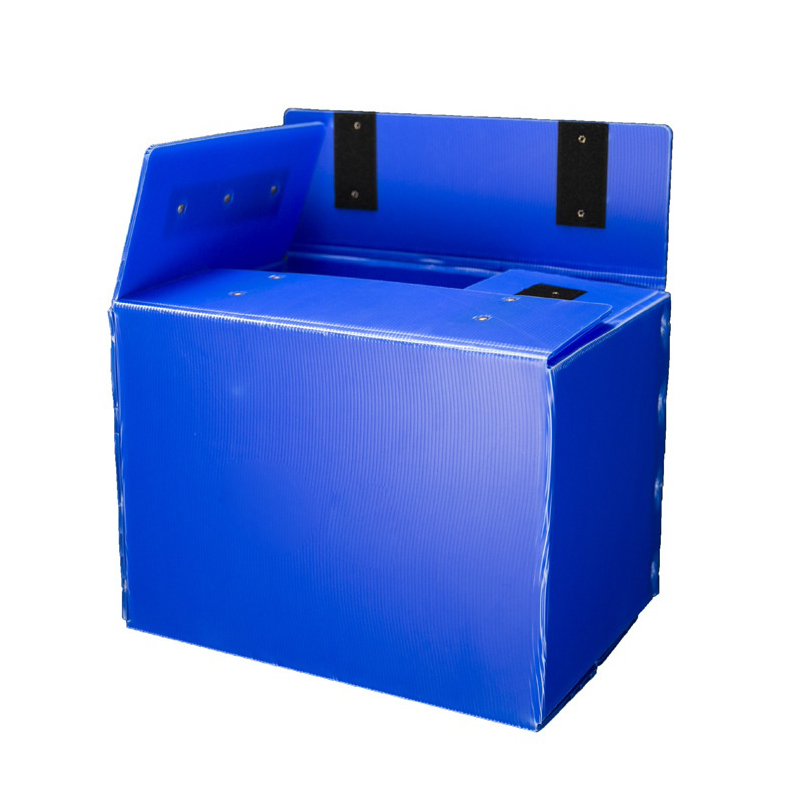 Portable Hand Hole PP Corrugated Plastic Moving Box with Velcro Lid