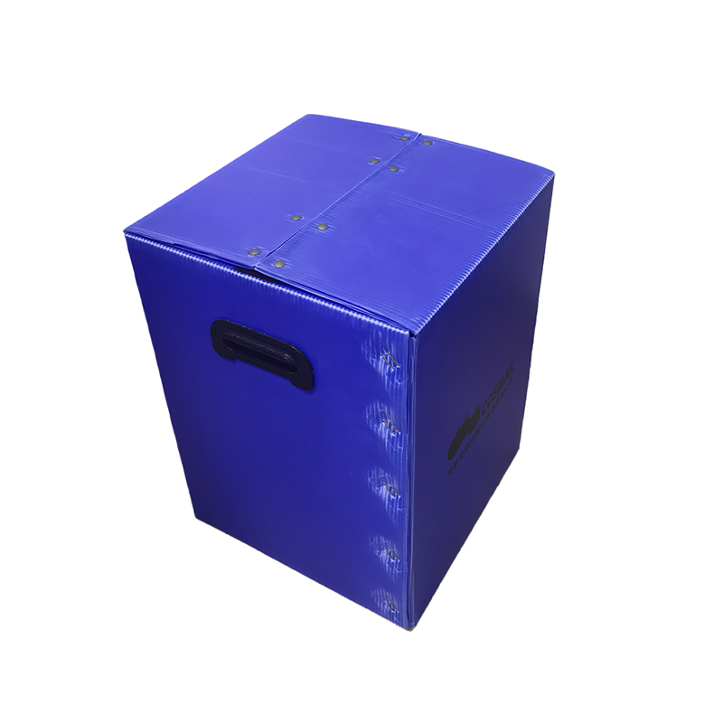 Portable Hand Hole PP Corrugated Plastic Moving Box with Velcro Lid